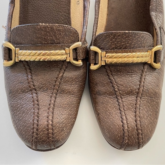 Vintage 70s Gucci Block Heel Loafers with Gold Accent Size 35 - Picture 4 of 11